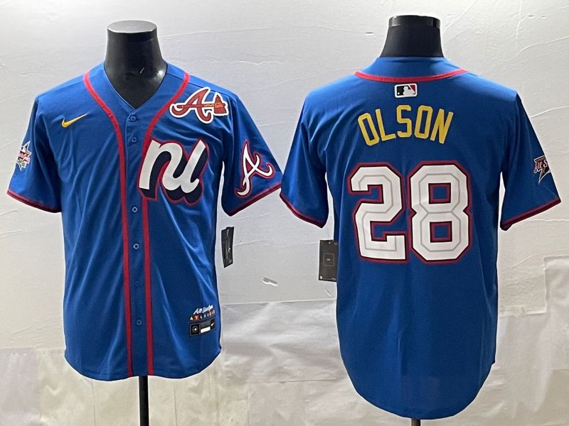 Men 2025 Atlanta Braves 28 Olson Blue All star Nike MLB Jersey style 07